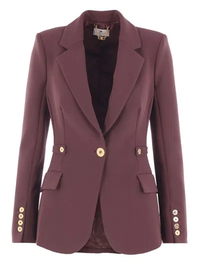 Elisabetta Franchi Single-breasted One Button Jacket In Brown