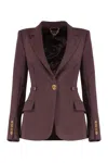Elisabetta Franchi Burgundy Tailored Blazer With Gold Buttons And Peak Lapels In Purple