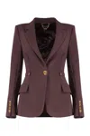Elisabetta Franchi Burgundy Tailored Blazer With Gold Buttons And Peak Lapels In Purple
