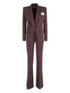 Elisabetta Franchi Structured Blazer And Flared Trousers Suit In Burgundy