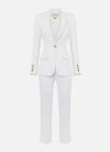 Elisabetta Franchi Cropped White Suit With Classic Blazer And Jewel Button In White