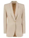 Elisabetta Franchi Women's Crepe Jacket With Contrasting Topstitching In Burro