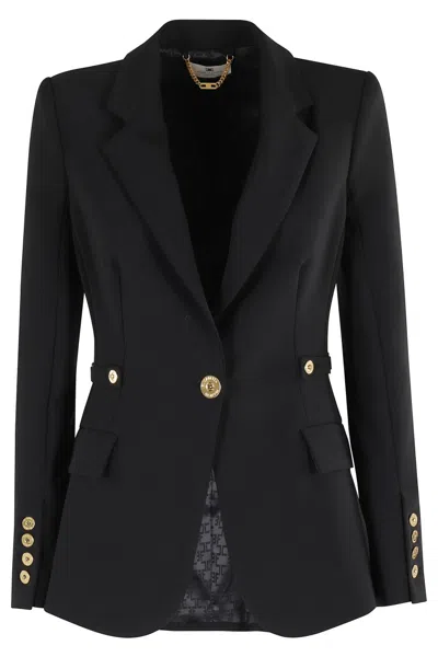 ELISABETTA FRANCHI ELISABETTA FRANCHI SINGLE-BREASTED TAILORED BLAZER WITH GOLD-TONE ACCENTS