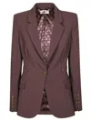Elisabetta Franchi Single-breasted Tailored Blazer With Notched Lapel In Brown