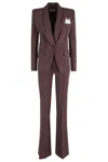 Elisabetta Franchi Single-breasted Tailored Suit With Flared Pants In Brown