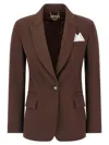 Elisabetta Franchi Single-breasted Viscose Blend Blazer In Brown