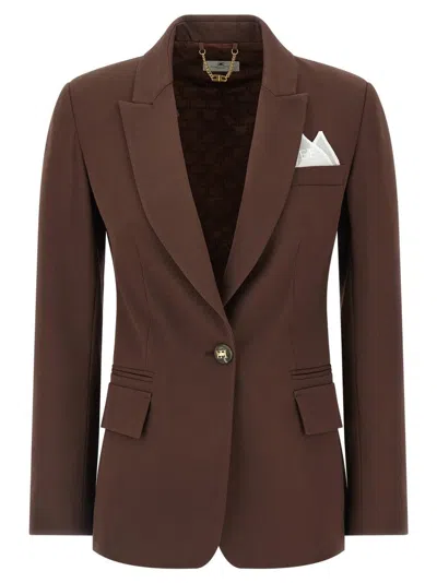 ELISABETTA FRANCHI SINGLE-BREASTED VISCOSE BLEND BLAZER