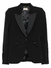 Elisabetta Franchi Tailored Blazer With Satin Lapel In Black