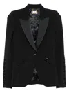 Elisabetta Franchi Tailored Blazer With Satin Lapel In Black