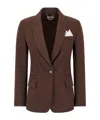 Elisabetta Franchi Single-breasted Viscose Blend Blazer In Brown