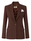 Elisabetta Franchi Single-button Gabardine Blazer In Brown