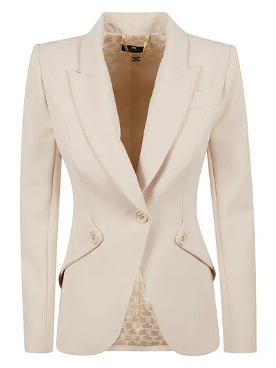 Elisabetta Franchi Single-button Plain Blazer In White