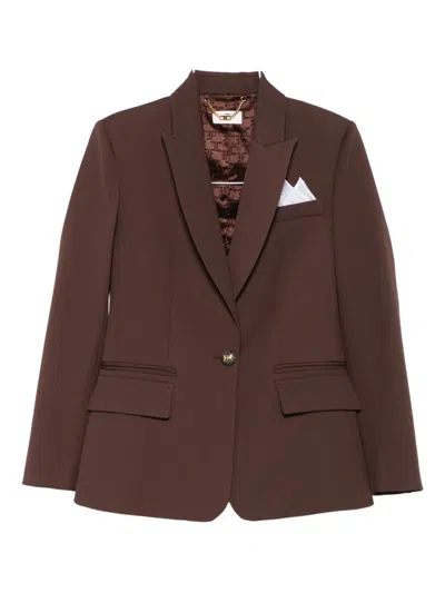 Elisabetta Franchi Single-button Pocket Jacket In Brown