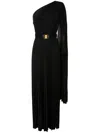 Elisabetta Franchi Single Long Sleeve Gathered Maxi Dress In Black