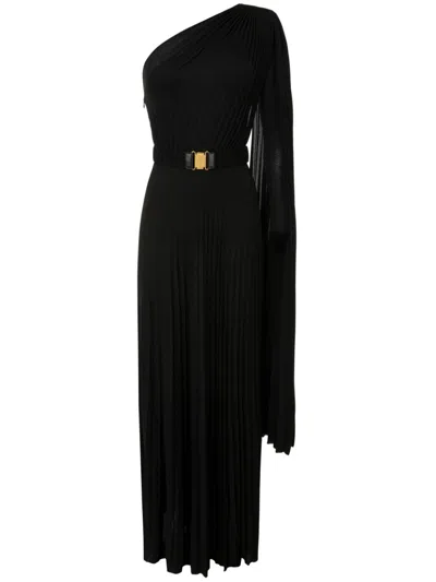 Elisabetta Franchi Single Long Sleeve Gathered Maxi Dress In Black
