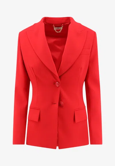 Elisabetta Franchi Single-breasted Fitted Blazer With Back-laces In Red