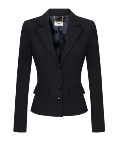 Elisabetta Franchi Single-breasted Long-sleeve Blazer In Animal Print