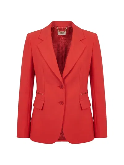 Elisabetta Franchi Single-breasted Notched-lapels Blazer In Red