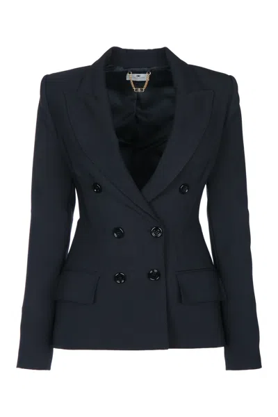 Elisabetta Franchi Single-breasted Notch-lapel Blazer Jacket In Animal Print
