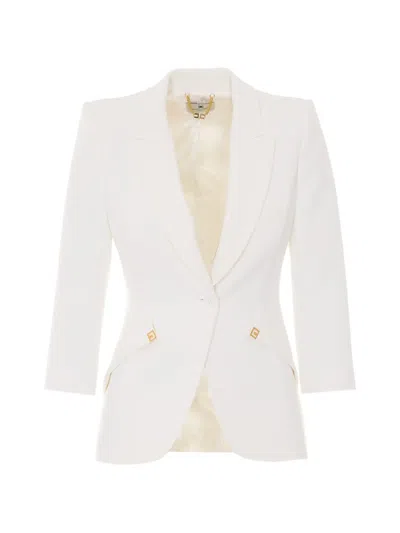Elisabetta Franchi Single-breasted Peak-lapel Blazer In White