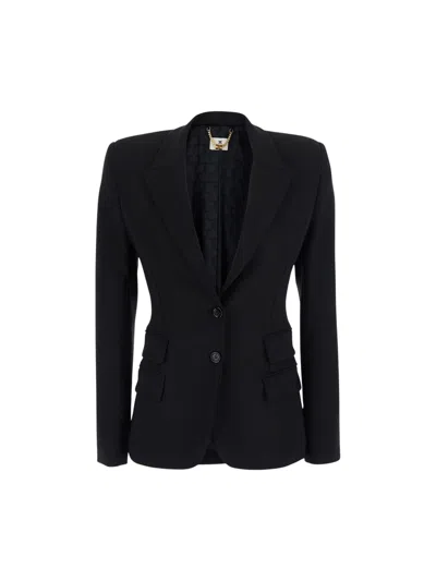 Elisabetta Franchi Single-breasted Tailored Blazer In Black