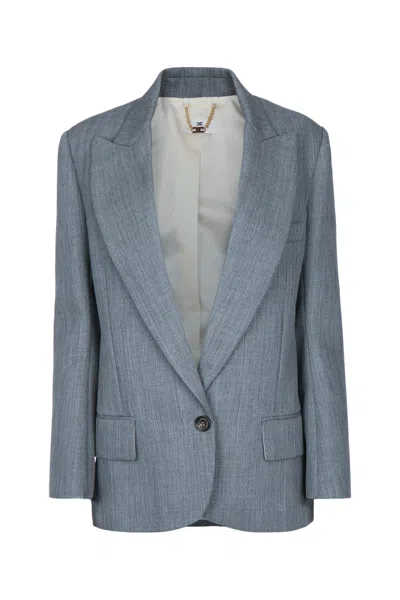 Elisabetta Franchi Single-breasted Tailored Jacket For Women In Blue