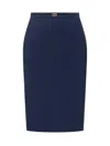 Elisabetta Franchi Logo-plaque Pencil Midi Skirt In Blue