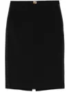 Elisabetta Franchi Fitted Knee-length Skirt With Gold-tone Clasp In Black