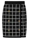Elisabetta Franchi Black Jacquard Mini Skirt With Logo And Gold Buttons In Black
