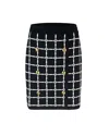 Elisabetta Franchi Black Jacquard Mini Skirt With Logo And Gold Buttons In Black