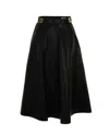 Elisabetta Franchi Flared Midi Skirt With High Waist In Black