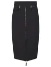Elisabetta Franchi Lightweight Crepe Skirt With Black Zip In Black