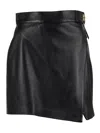 Elisabetta Franchi Fitted Black Sheepskin Skirt With Subtle Wrap Design In Black