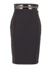 Elisabetta Franchi Zip-trimmed Pencil Midi Skirt In Black