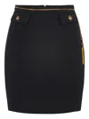Elisabetta Franchi Black Skirt With Metallic Pendant And Patch Pockets In Fabric Woman In Black