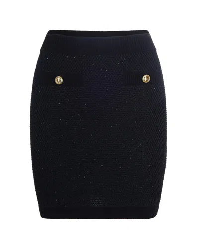 Elisabetta Franchi Gonna In Maglia Con Paillettes Nera In Black