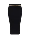 Elisabetta Franchi Black Diamond Knit Skirt With Jewel Detail In Black