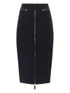 Elisabetta Franchi Lightweight Crepe Skirt With Black Zip In Black