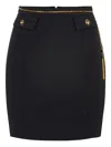 Elisabetta Franchi Black Skirt With Metallic Pendant And Patch Pockets In Fabric Woman In Black