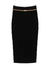 Elisabetta Franchi Black Diamond Knit Skirt With Jewel Detail In Black