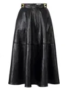 Elisabetta Franchi Crackled Leather-effect Synthetic Maxi Skirt With Flared Hem In Black