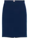 Elisabetta Franchi Satin-trim Crepe Midi Skirt In Blue