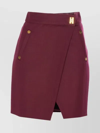 ELISABETTA FRANCHI SKIRT BORDEAUX WRAP WALLET BUTTON GOLD