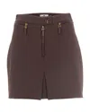 Elisabetta Franchi Double Crepe Skirt With Zip In Burgundy In Brown
