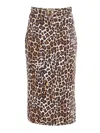 Elisabetta Franchi Leopard Print Midi Pencil Skirt In Brown