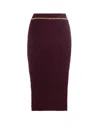 Elisabetta Franchi Gonna In Maglia A Rombi Con Dettaglio Gioiello Merlot In Burgundy
