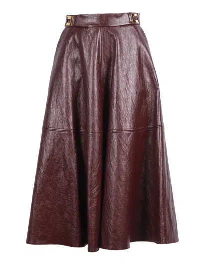 Elisabetta Franchi Panelled A-line Skirt In Brown