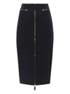 Elisabetta Franchi Lightweight Crepe Skirt With Black Zip In Black