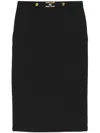 Elisabetta Franchi Slit Waist Gold High Knee Skirt In Black