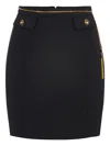 Elisabetta Franchi Black Skirt With Metallic Pendant And Patch Pockets In Fabric Woman In Black